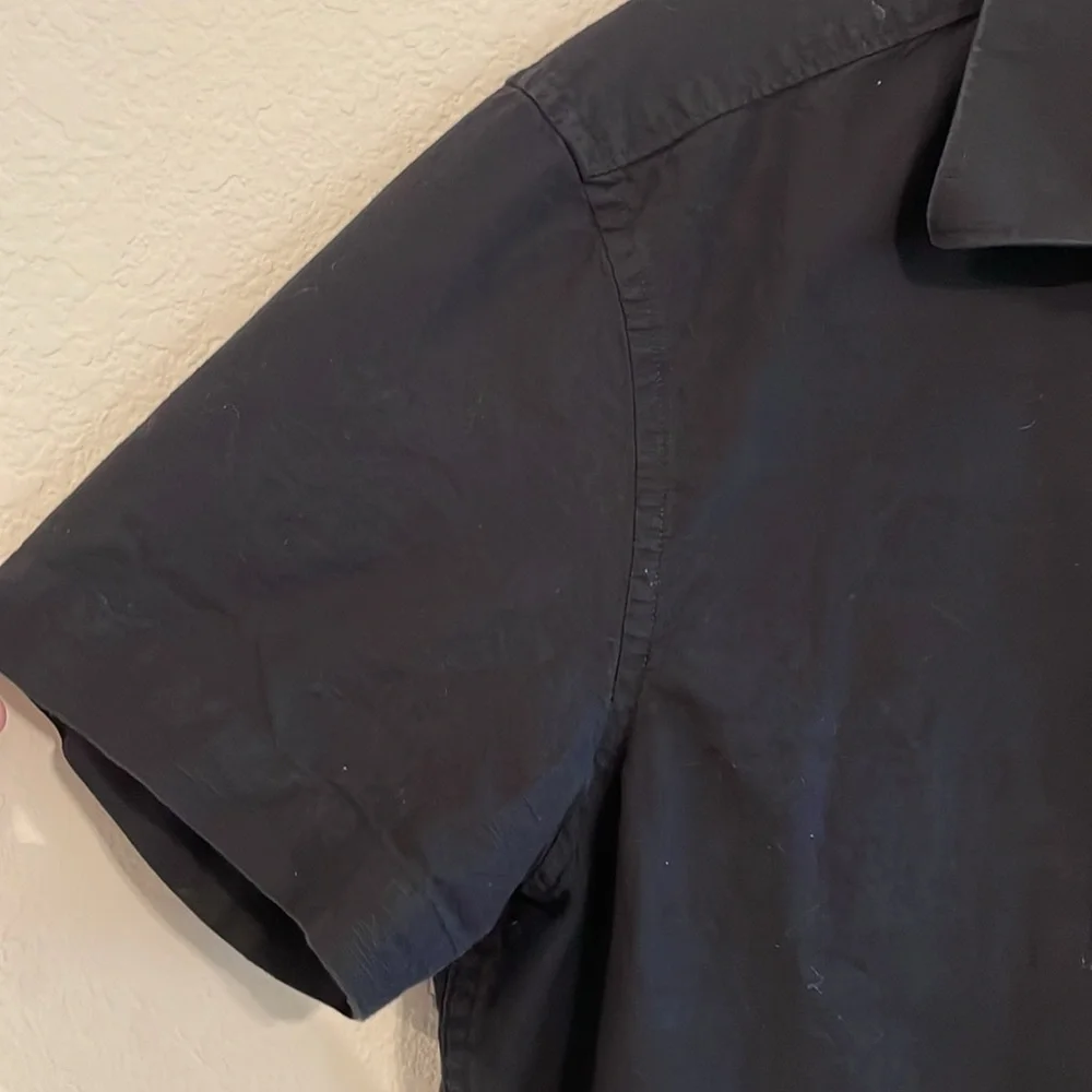 Perry Ellis Men’s Button Front Medium Black 100% Cotton Classic Contemporary
